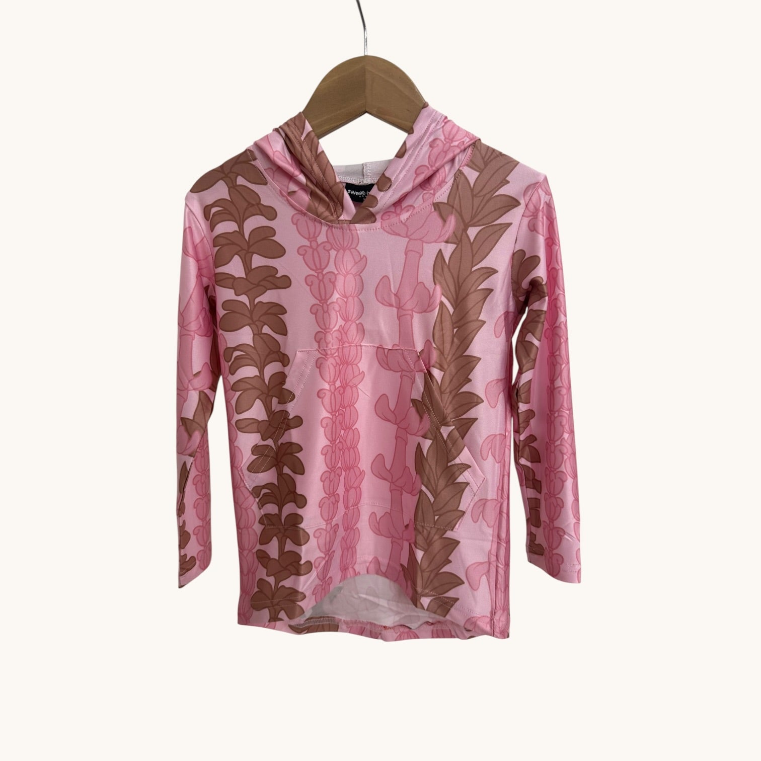 Brown/Pink Lei aloha Dri Fit hooded Long sleeve