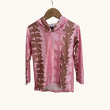 Brown/Pink Lei aloha Dri Fit hooded Long sleeve