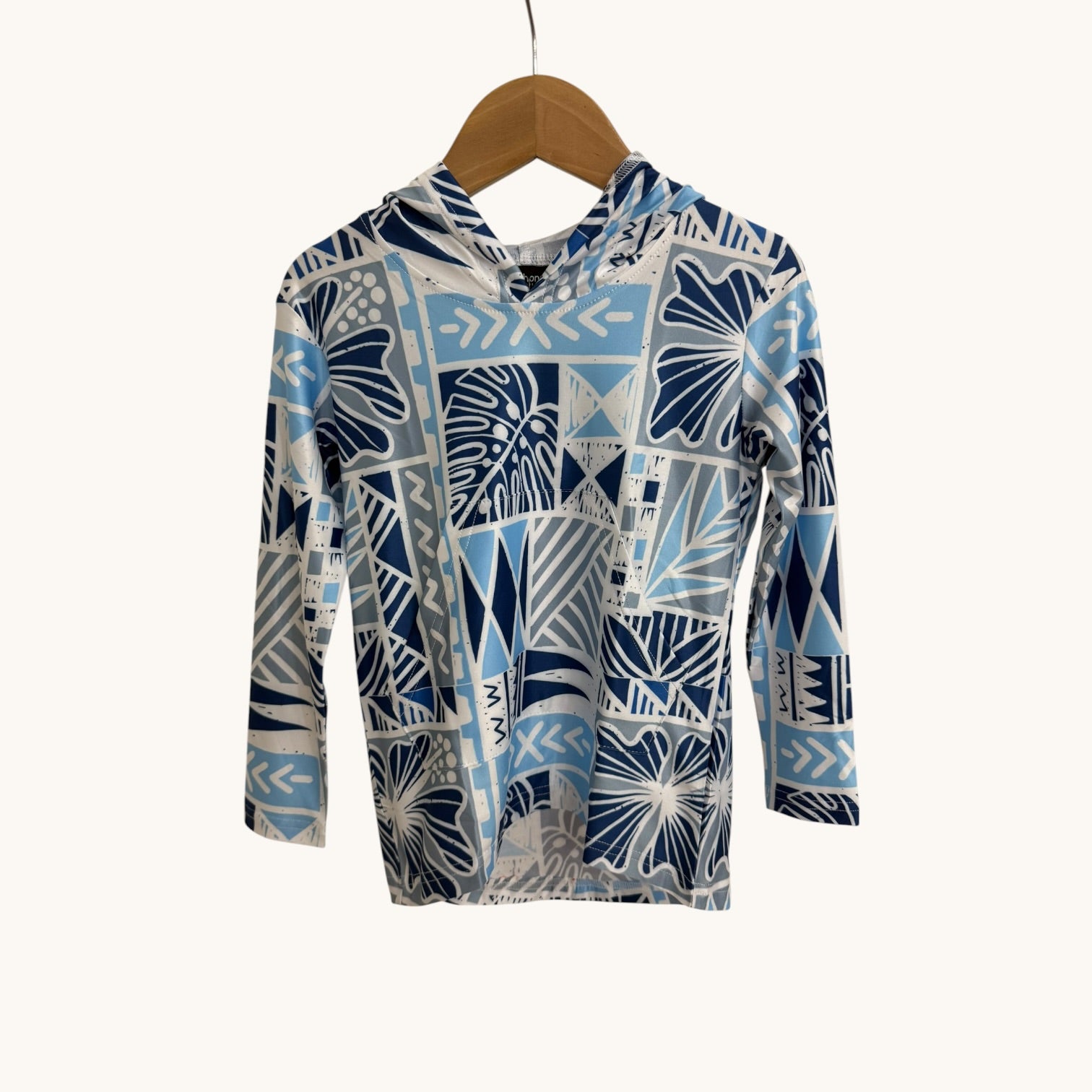 Blue Tropical Kapa Dri Fit hooded Long sleeve