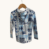 Blue Tropical Kapa Dri Fit hooded Long sleeve