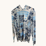 Adult Blue Tropical Kapa Dri Fit Hooded Long Sleeve Tee