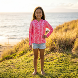 Pink Mauna Lani Dri Fit hooded Long sleeve