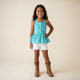 Teal Lei Halter Top