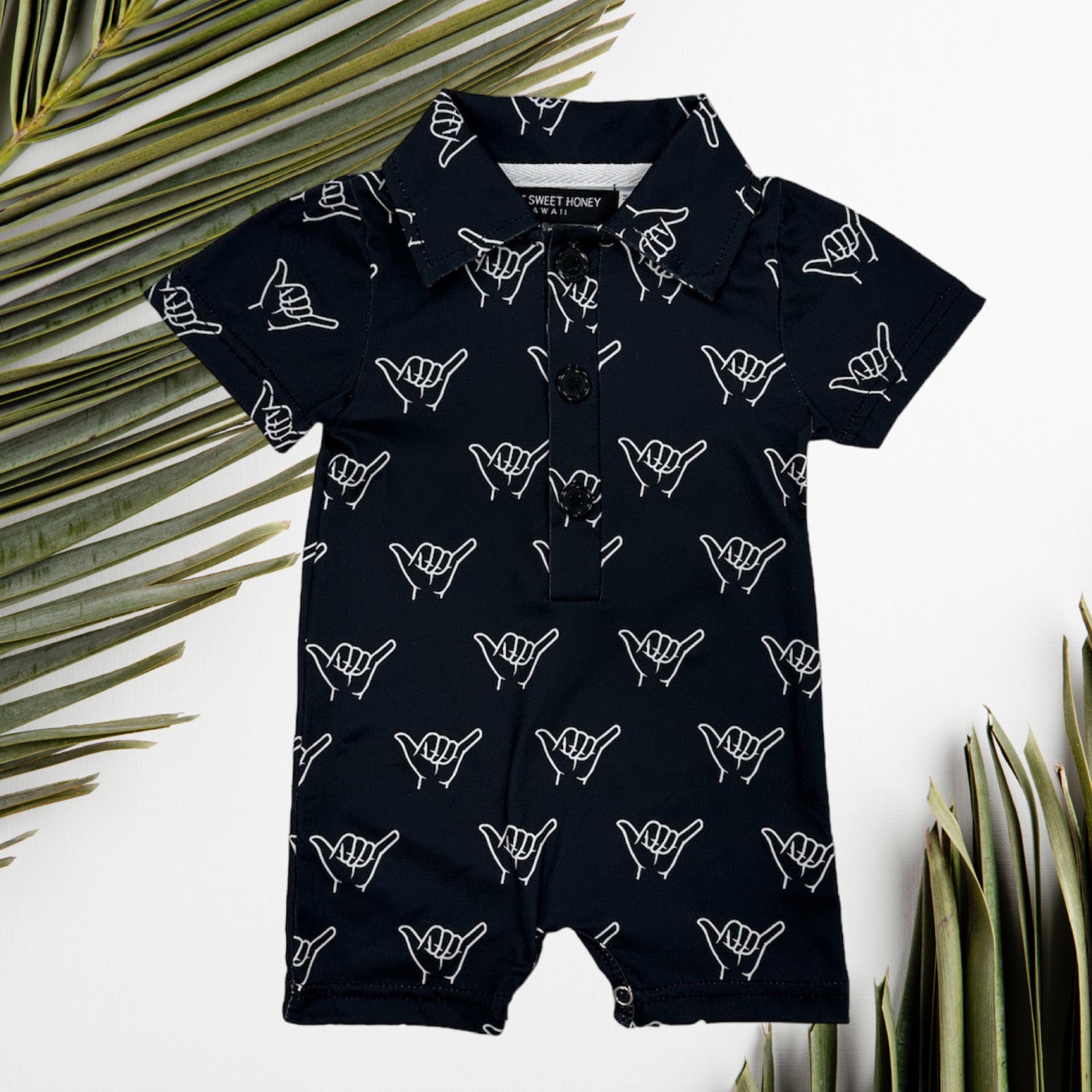 Black Shaka Collared Jumpsuit - Sweet Sweet Honey Hawaii