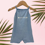 Blue acid Wash Sweet honey logo thin strap Romper - Sweet Sweet Honey Hawaii