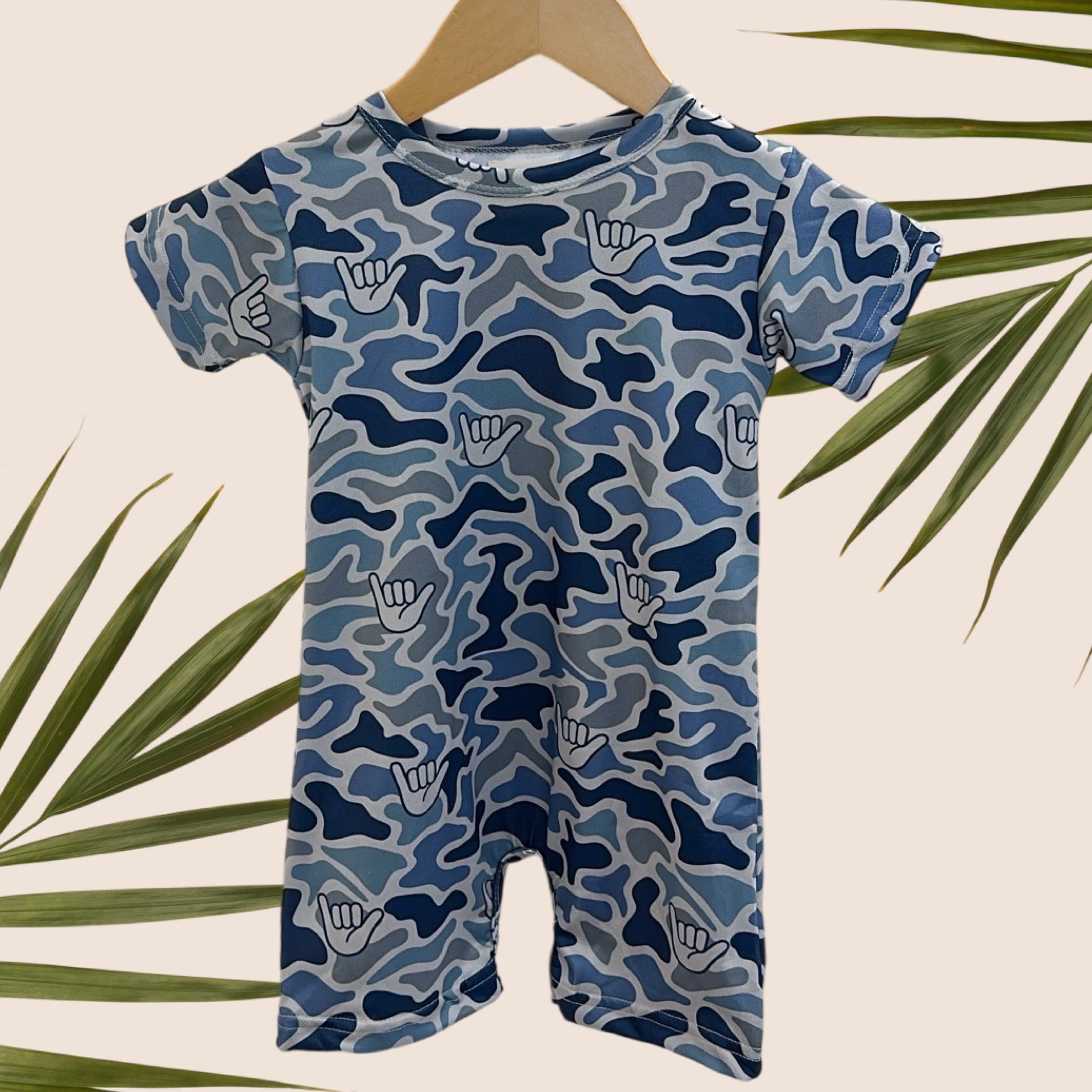 Blue Camo Shaka T-Shirt Jumpsuit - Sweet Sweet Honey Hawaii