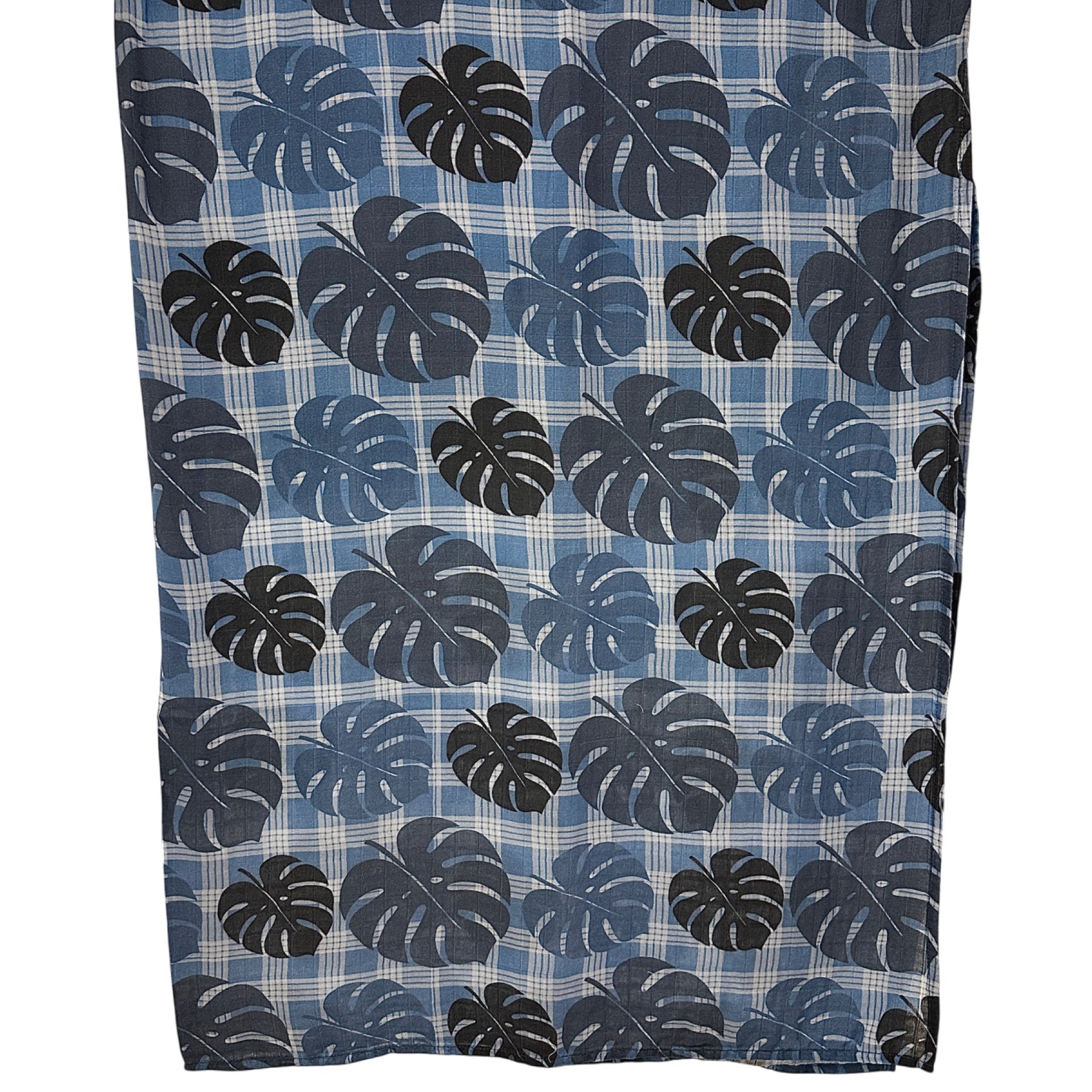 Blue Palaka Monstera Swaddle Blanket - Sweet Sweet Honey Hawaii