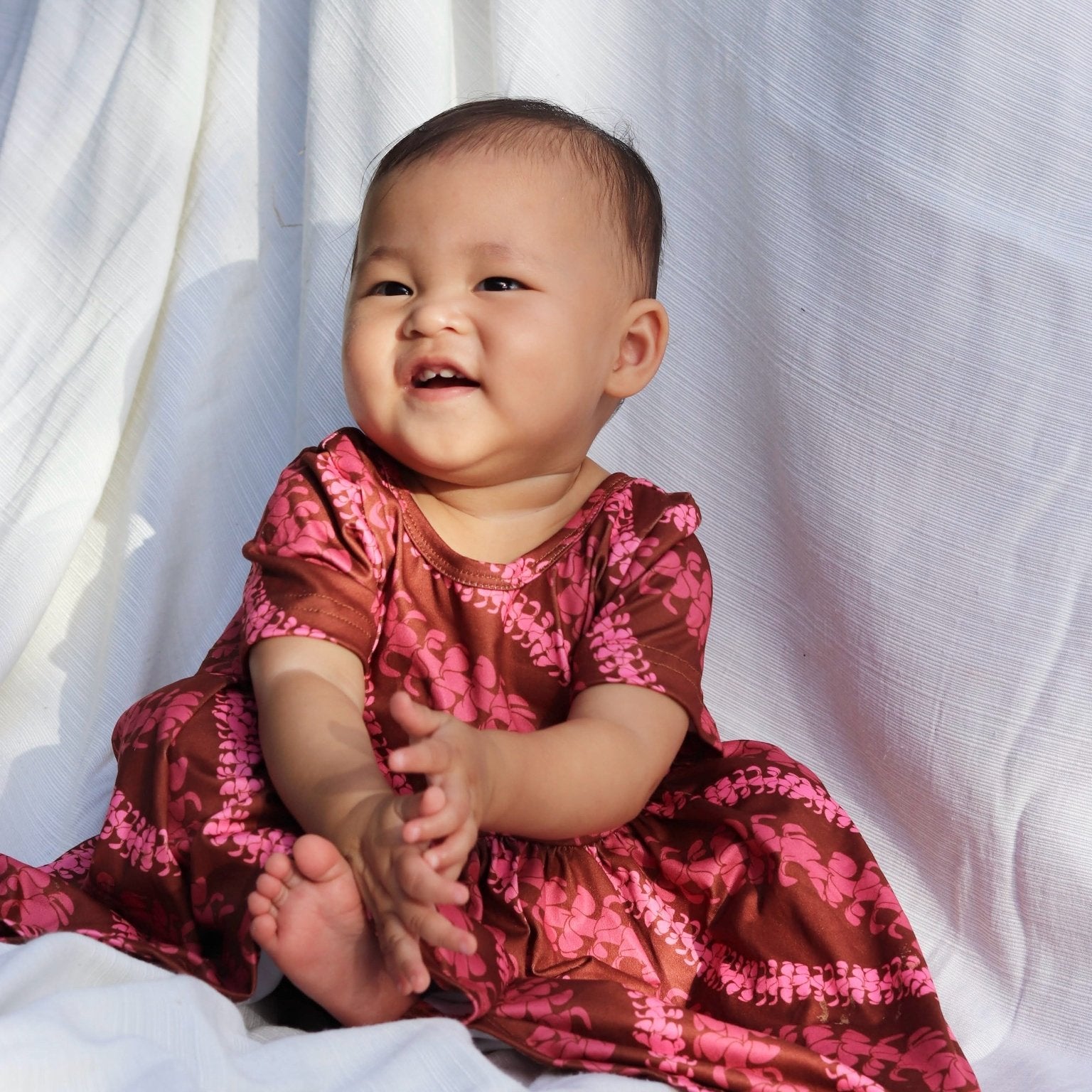 Brown Lei Puakenikeni tee Dress - Sweet Sweet Honey Hawaii