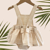 Cream Denim Quilt Ruffled Onesie - Sweet Sweet Honey Hawaii