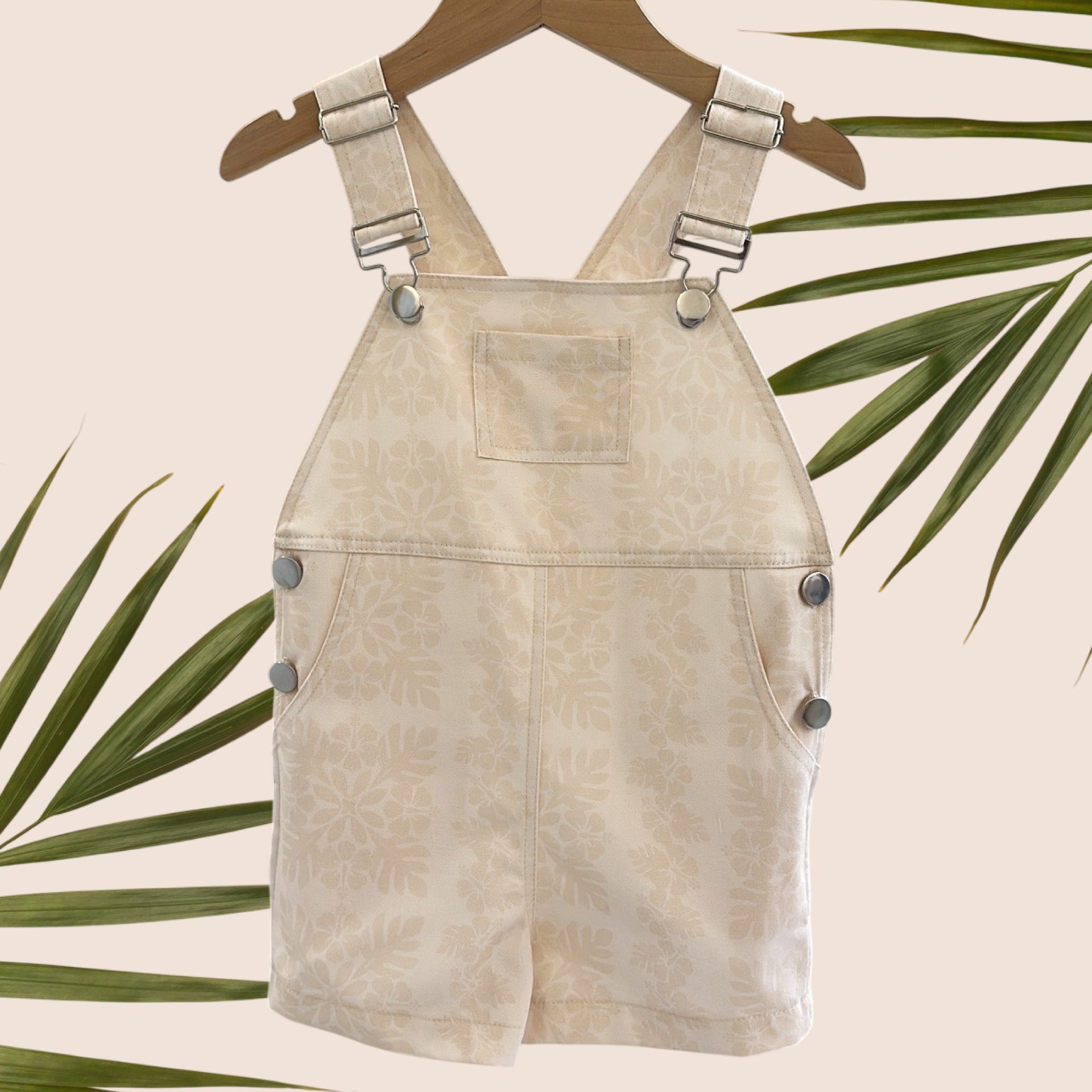 Cream Denim Quilt Short Overalls - Sweet Sweet Honey Hawaii