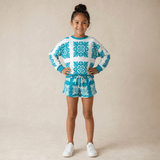 Girl's Teal (White Quilt) Shorts - Sweet Sweet Honey Hawaii