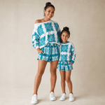 Girl's Teal (White Quilt) Shorts - Sweet Sweet Honey Hawaii