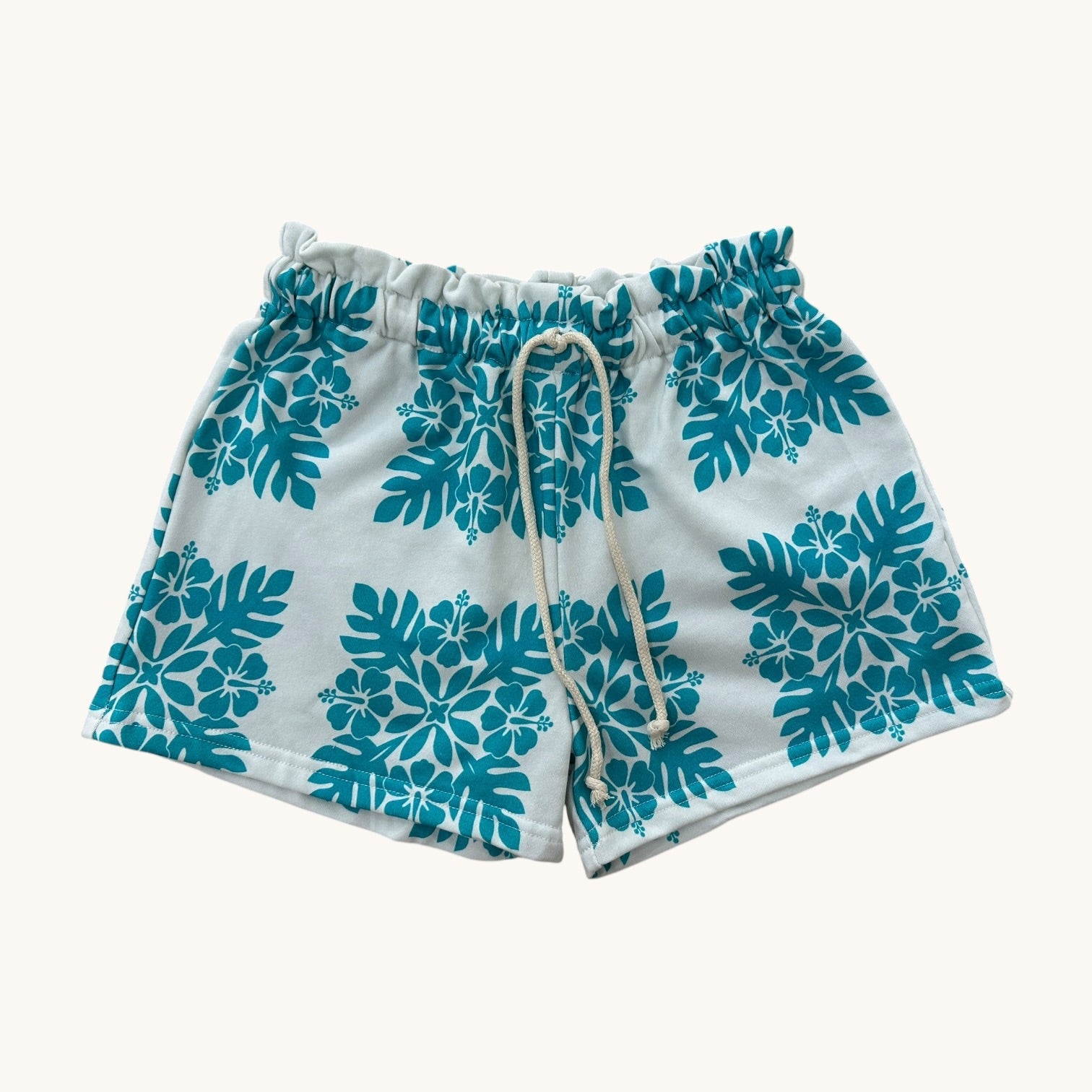 Girl's White (Teal Quilt) Shorts - Sweet Sweet Honey Hawaii