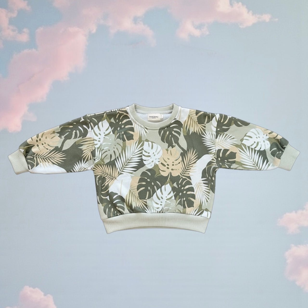 Kid's Tropical Monstera Crewneck Sweater - Sweet Sweet Honey Hawaii