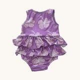 Lavender Hibiscus Ruffle Tank Romper - Sweet Sweet Honey Hawaii