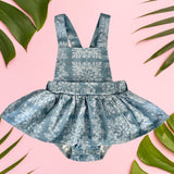 Light Blue Denim Quilt Ruffled Onesie - Sweet Sweet Honey Hawaii