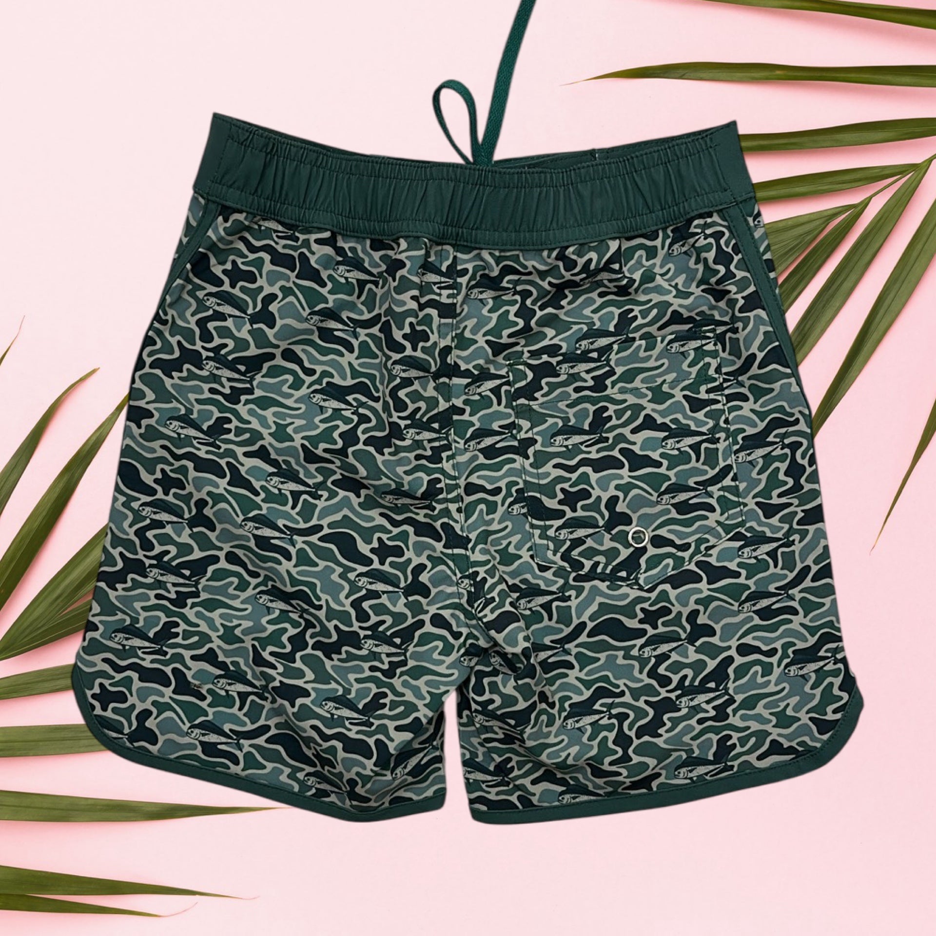 Mahi Mahi Green Camo Boys Boardies - Sweet Sweet Honey Hawaii