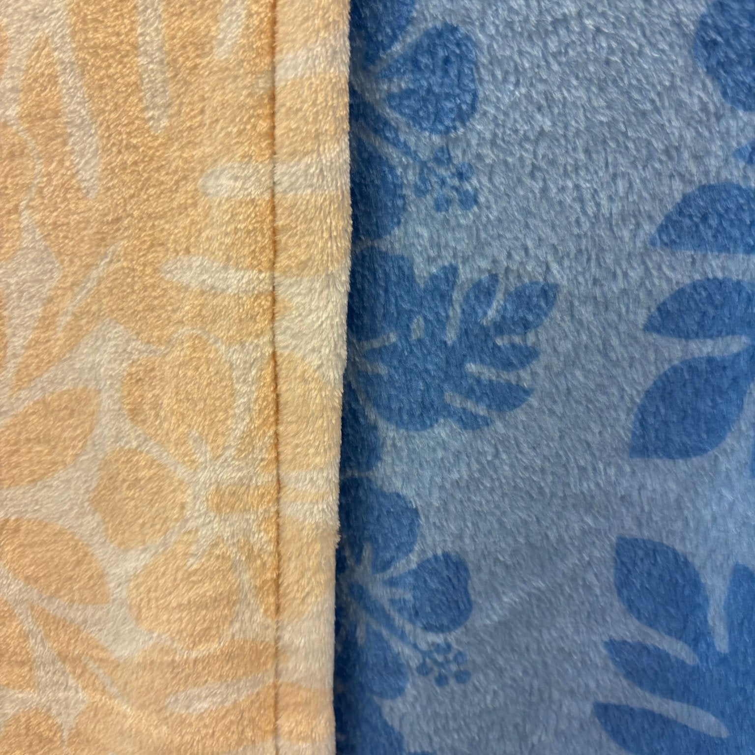 Medium: Cream Quilt Hibiscus /Blue Quilt Hibiscus Minky Blanket - Sweet Sweet Honey Hawaii