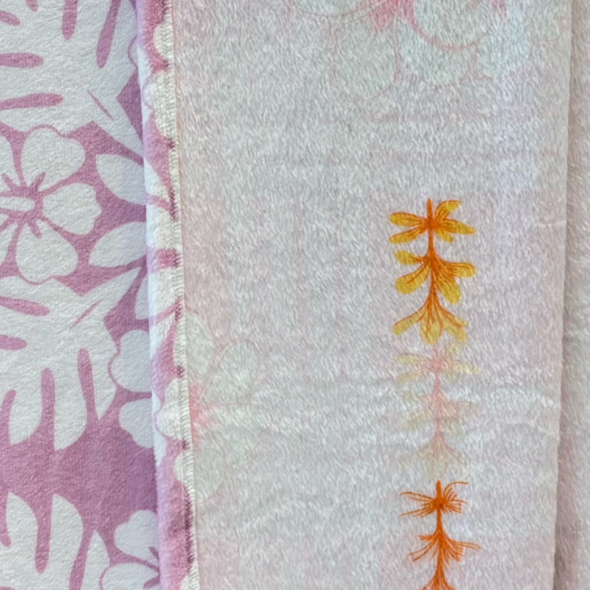 Medium: Pink Plumeria palaka /Purple Quilt Hibiscus Minky Blanket - Sweet Sweet Honey Hawaii