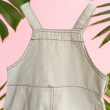 Cream Pink plumeria denim romper