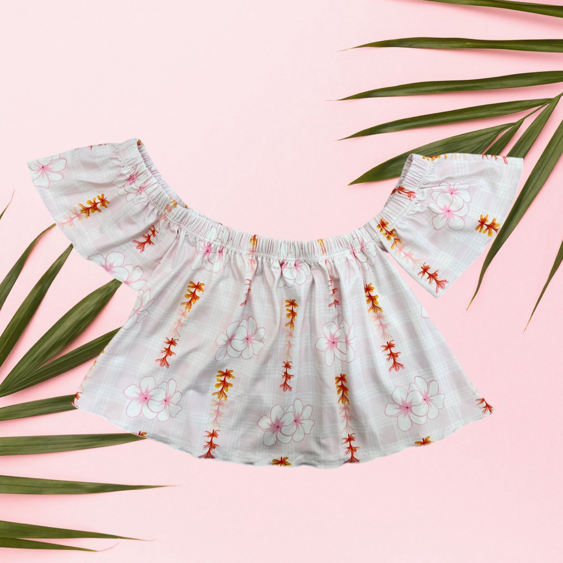 Pink plumeria Palaka Baby Doll Top - Sweet Sweet Honey Hawaii