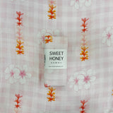 Pink plumeria Palaka Swaddle Blanket - Sweet Sweet Honey Hawaii