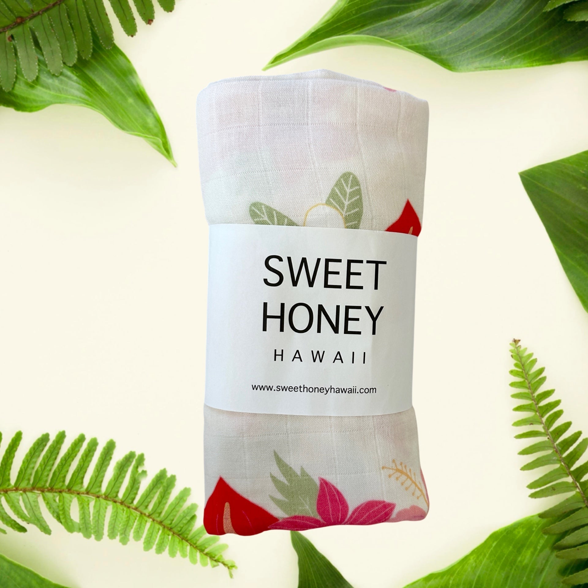 Pua Lei Bamboo Swaddle Blanket - Sweet Sweet Honey Hawaii