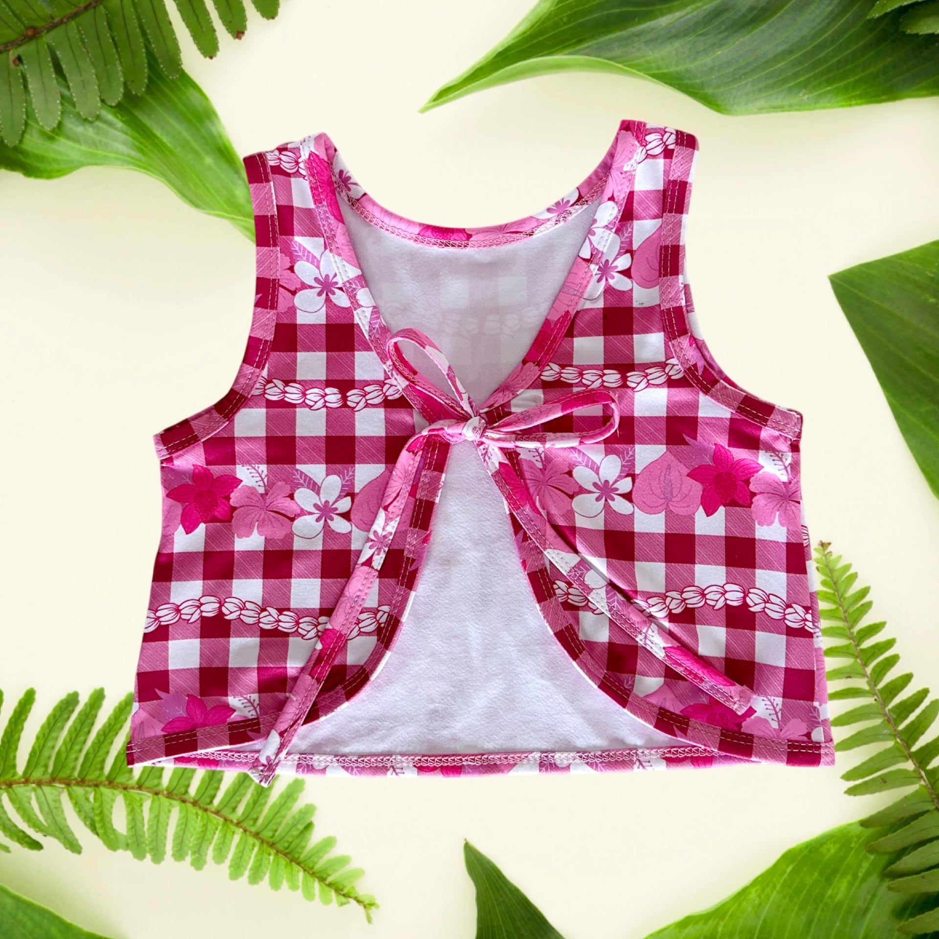 Pua Lei Magenta Gingham Aiko set - Sweet Sweet Honey Hawaii