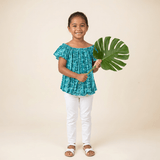 Teal Lei Baby Doll Top - Sweet Sweet Honey Hawaii
