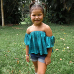 Teal Tropical Palaka Baby Doll Top - Sweet Sweet Honey Hawaii