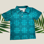 Teal Tropical Palaka collared shirt - Sweet Sweet Honey Hawaii