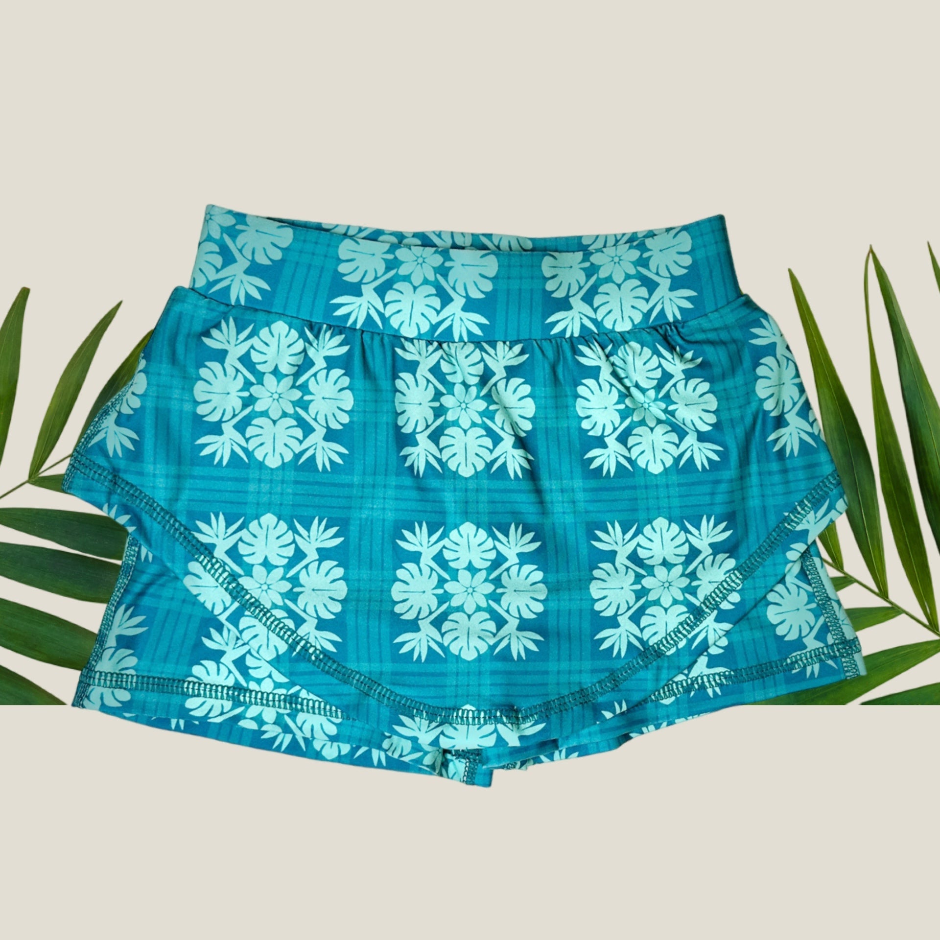 Teal Tropical Palaka Julia Skort - Sweet Sweet Honey Hawaii