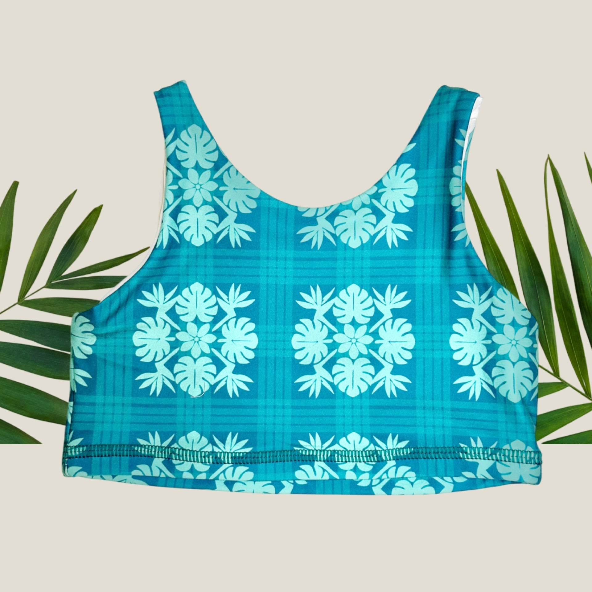 Teal Tropical Palaka Julia Top - Sweet Sweet Honey Hawaii