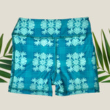 Teal Tropical Palaka Scarlett Shorts - Sweet Sweet Honey Hawaii