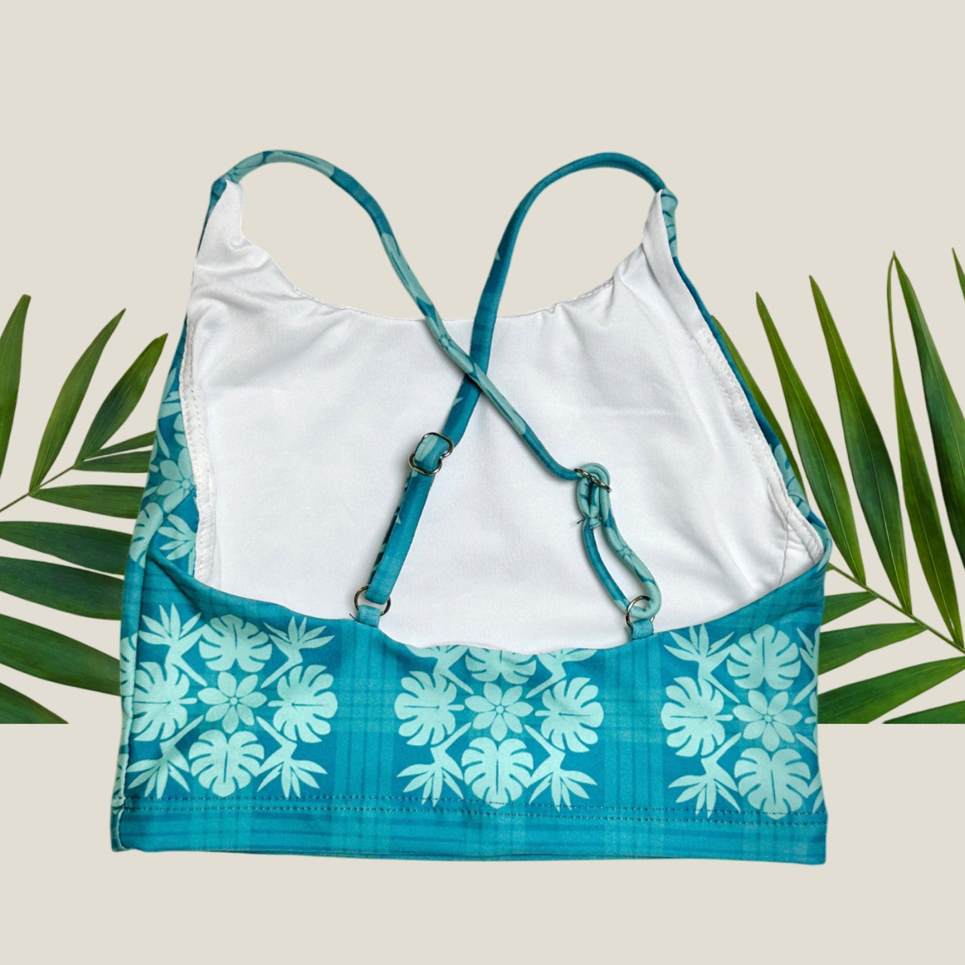 Teal Tropical Palaka Scarlett Top - Sweet Sweet Honey Hawaii