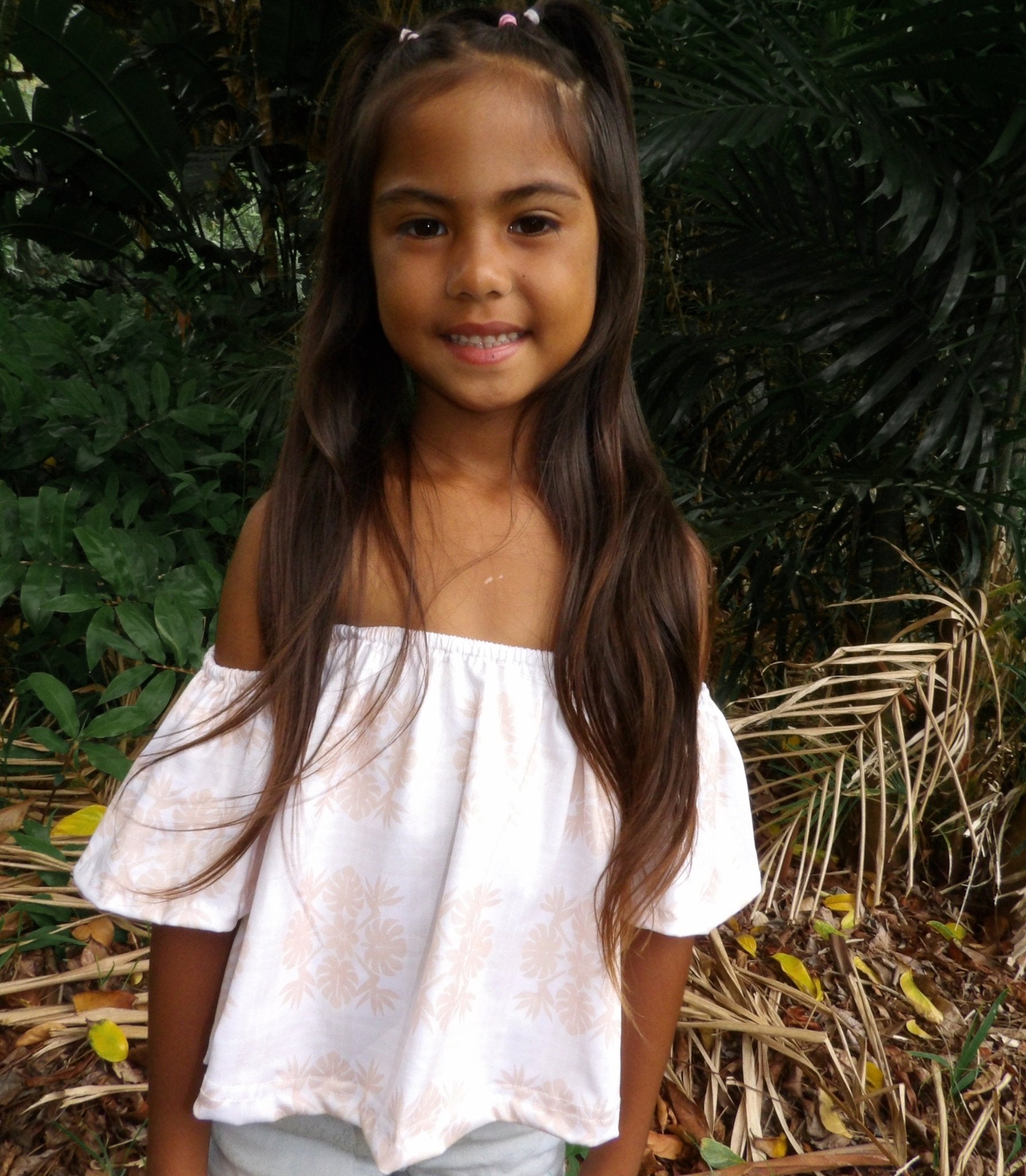 Tropical Cream Palaka Baby Doll Top - Sweet Sweet Honey Hawaii