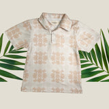 Tropical Cream Palaka collared shirt - Sweet Sweet Honey Hawaii