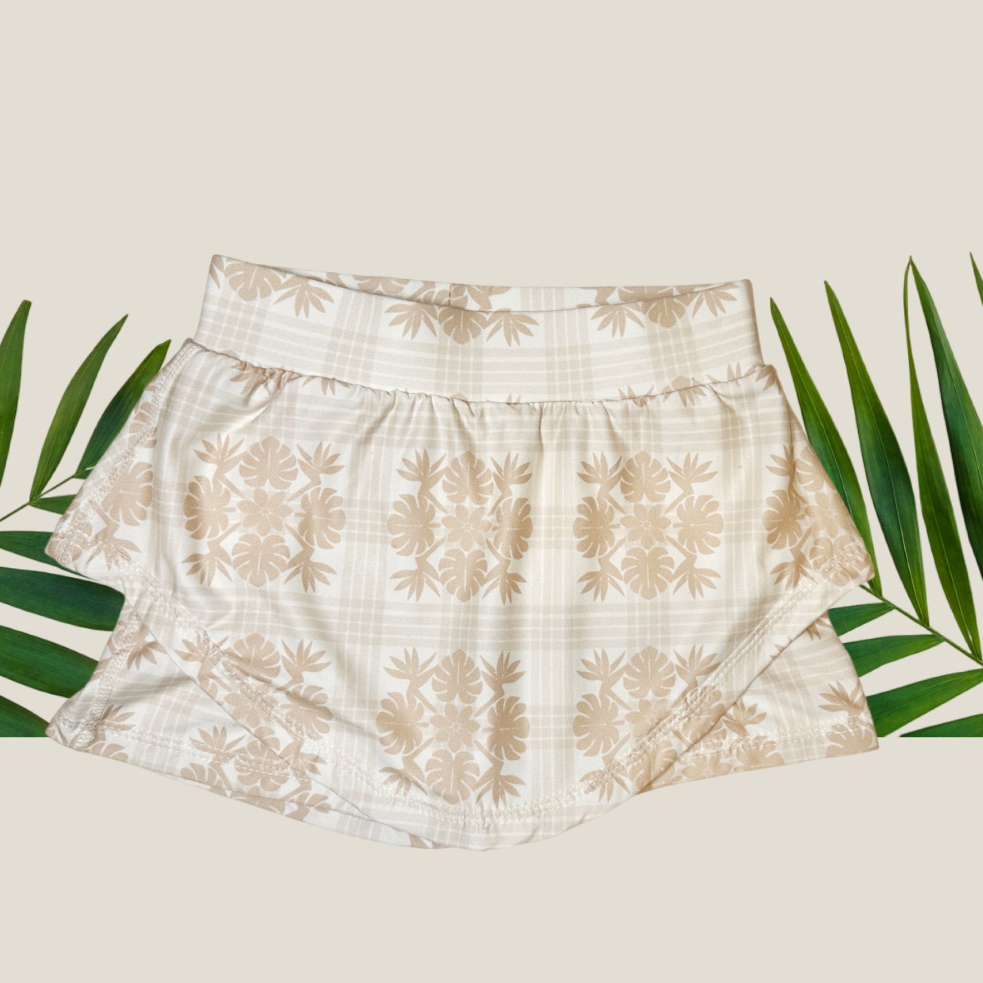 Tropical Cream Palaka Julia Skort - Sweet Sweet Honey Hawaii