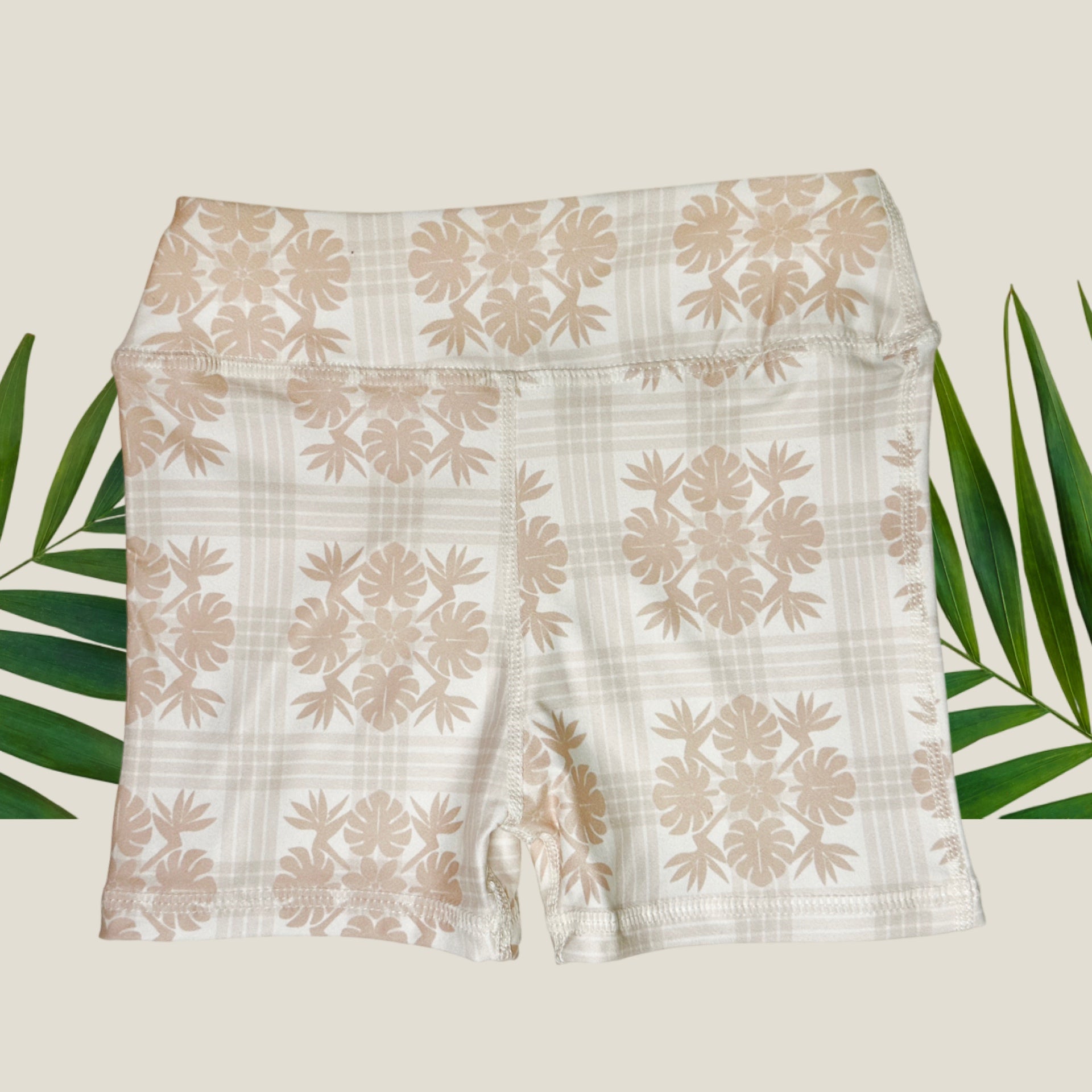 Tropical Cream Palaka Scarlett Shorts - Sweet Sweet Honey Hawaii
