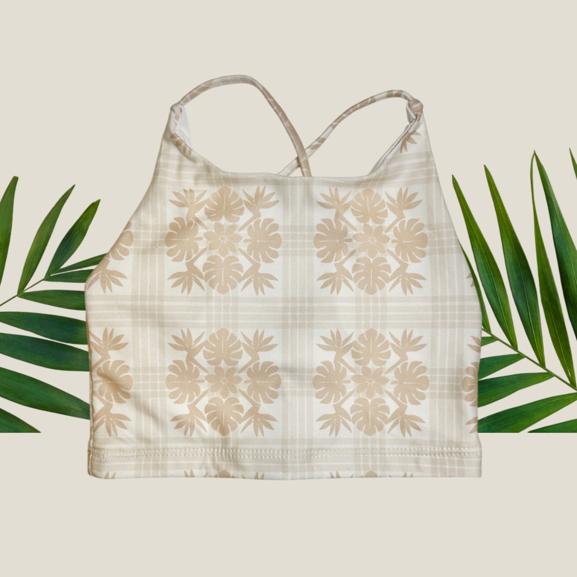 Tropical Cream Palaka Scarlett Top - Sweet Sweet Honey Hawaii