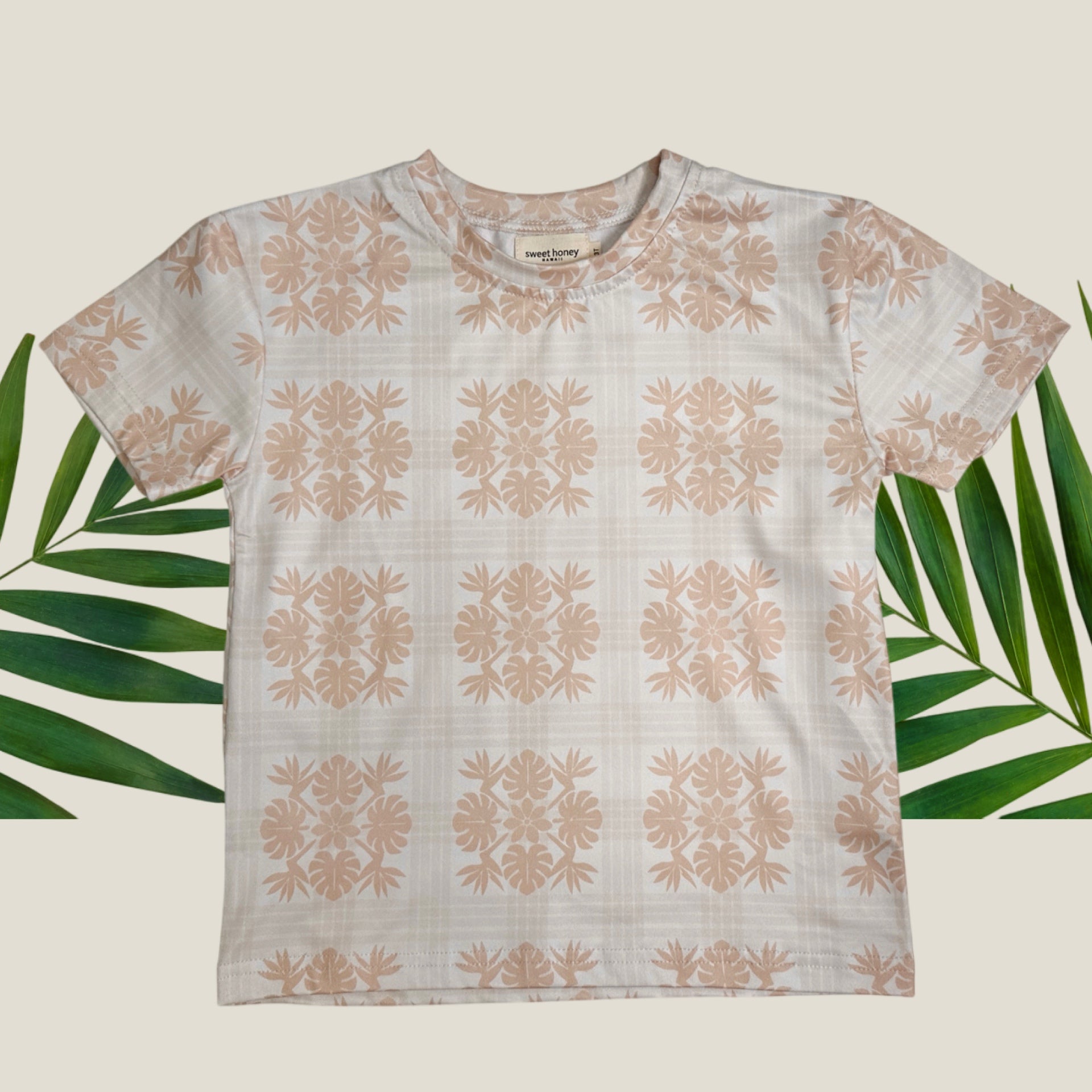 Tropical Cream Palaka T-shirt - Sweet Sweet Honey Hawaii