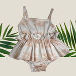 Tropical Cream Palaka Thin strap Onesie - Sweet Sweet Honey Hawaii