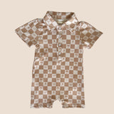 Westside Checkered Sands Collared Jumpsuit - Sweet Sweet Honey Hawaii