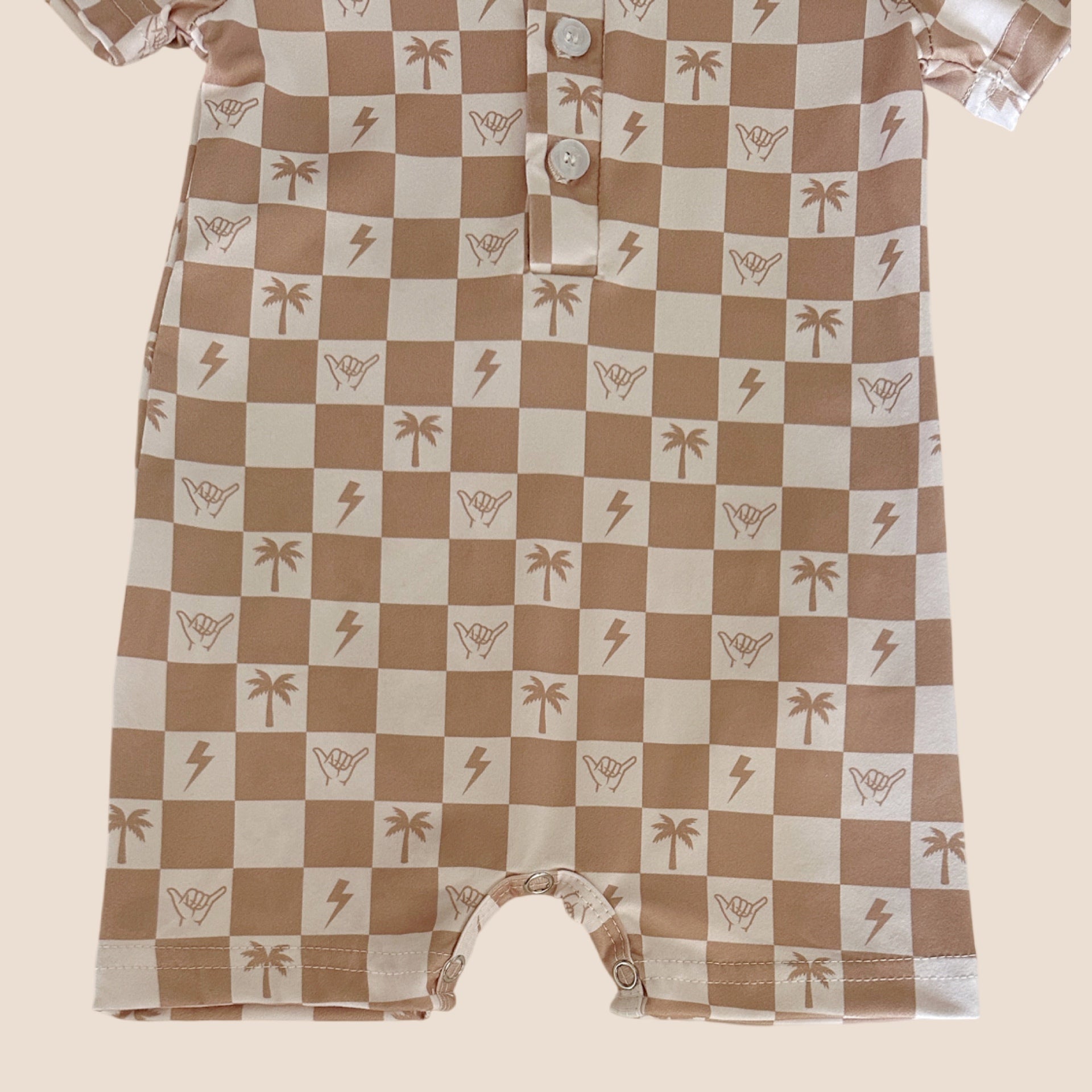 Westside Checkered Sands Collared Jumpsuit - Sweet Sweet Honey Hawaii