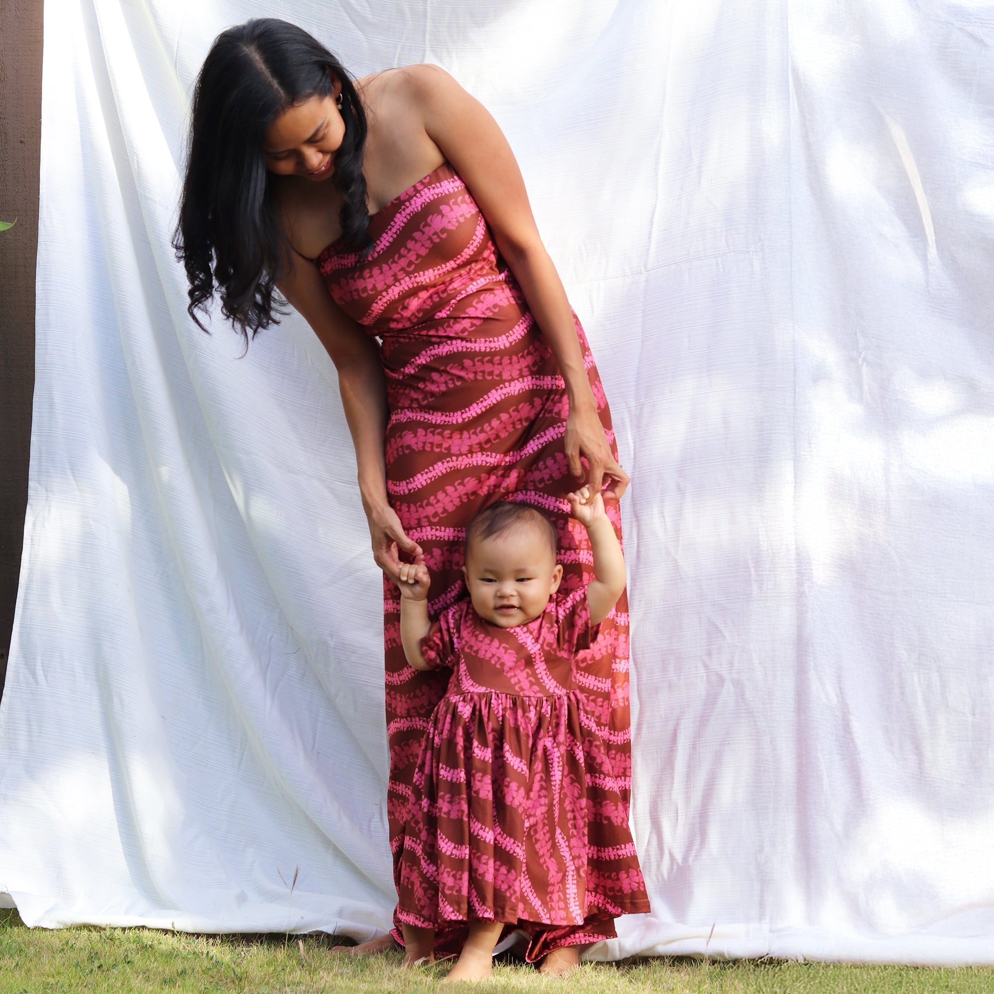 Women's Brown Lei Puakenikeni Tube top Maxi Dress - Sweet Sweet Honey Hawaii