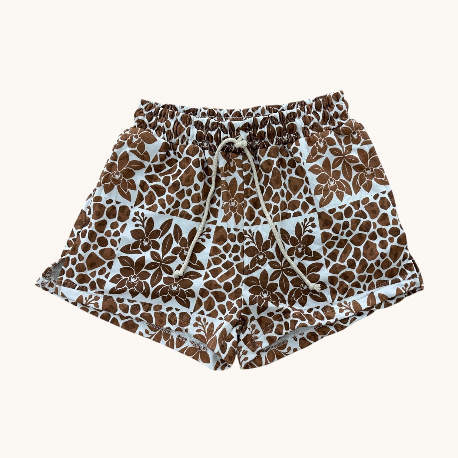 Women's Brown Orchid Shorts - Sweet Sweet Honey Hawaii