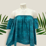 Women's Teal Tropical Palaka Baby Doll Top - Sweet Sweet Honey Hawaii