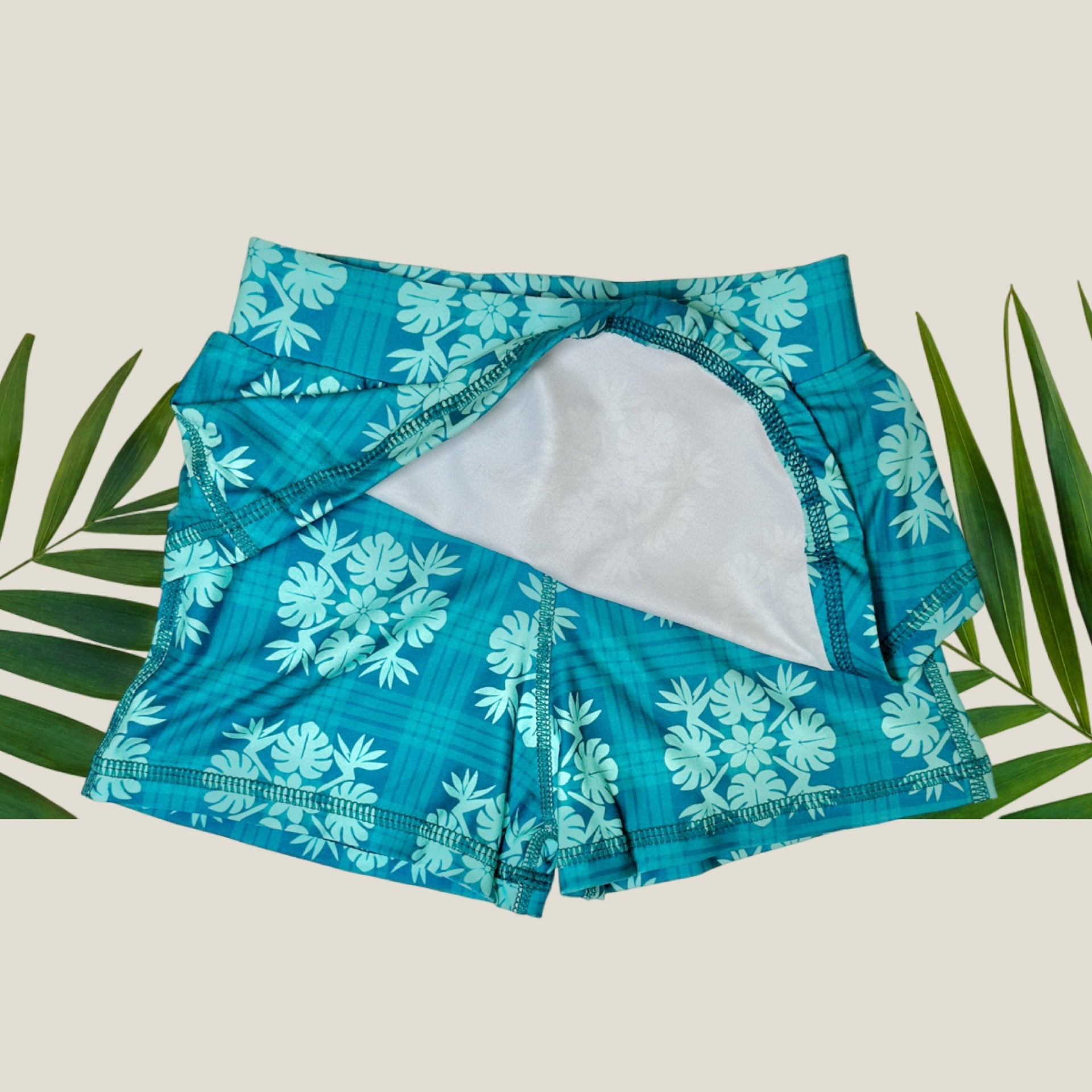 Women's Teal Tropical Palaka Julia Skort - Sweet Sweet Honey Hawaii
