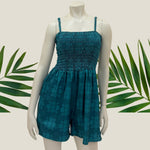 Women's Teal Tropical Palaka Kaia Romper - Sweet Sweet Honey Hawaii