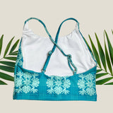 Women's Teal Tropical Palaka Scarlett Top - Sweet Sweet Honey Hawaii